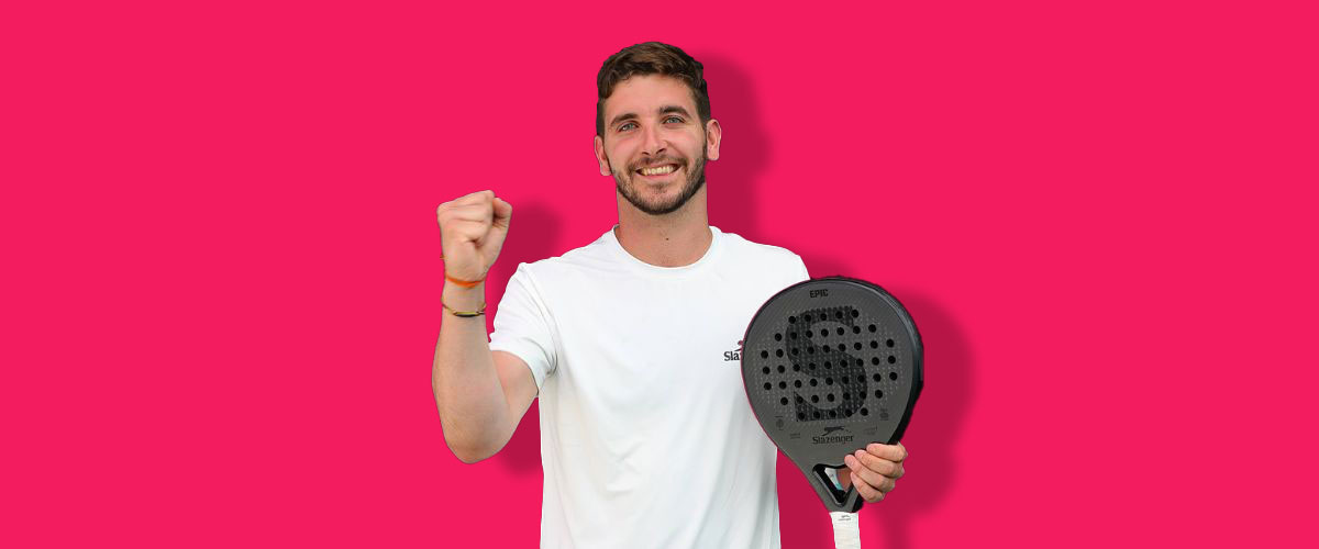 Team GB player holding padel racket