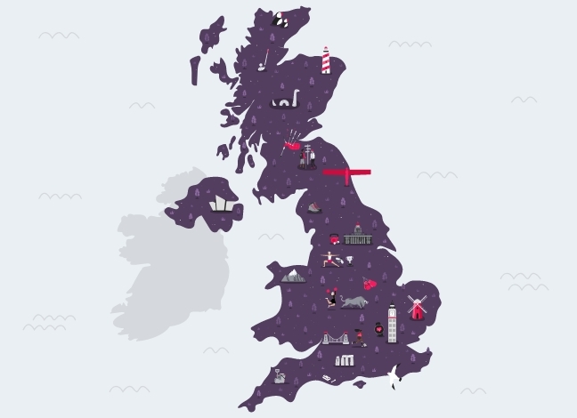 Illustrated map of the UK