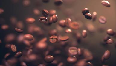 Coffee beans falling 
