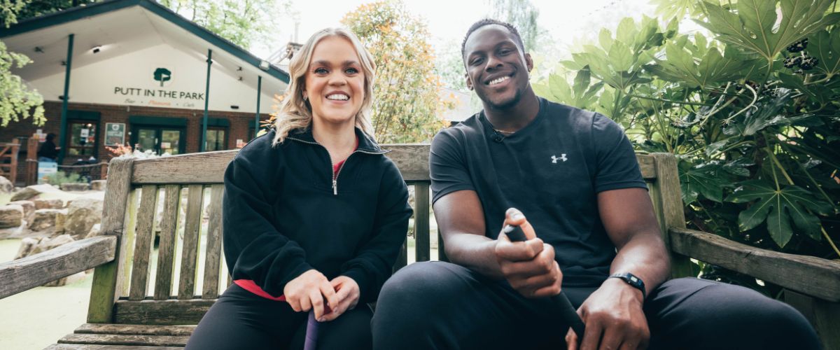 ellie-simmonds-and-maro-itoje-ready-to-play-mini-golf