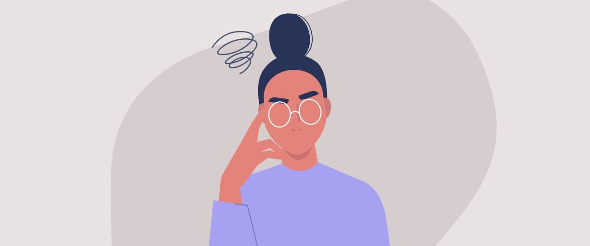 girl thinking cartoon