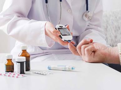 Doctor checking a patient's diabetes 