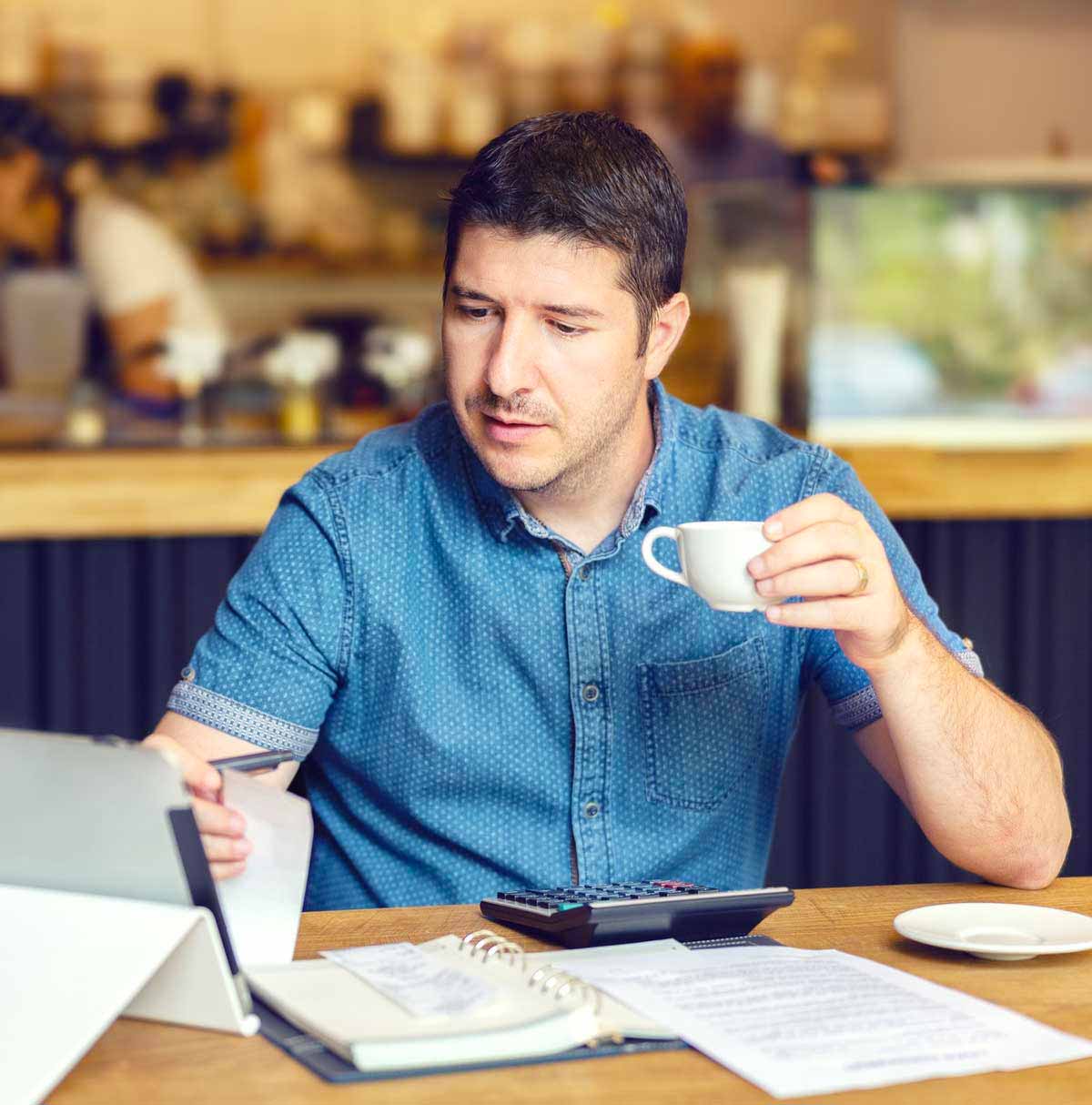 Man working in coffee shop
