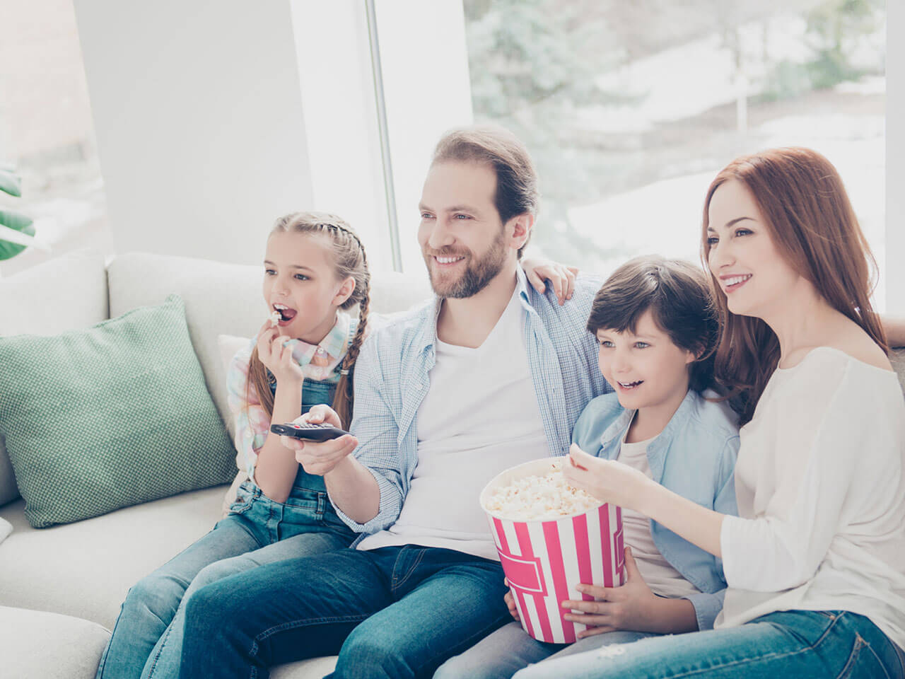 Family watching television