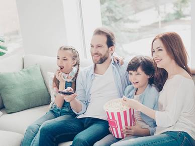 Family watching television