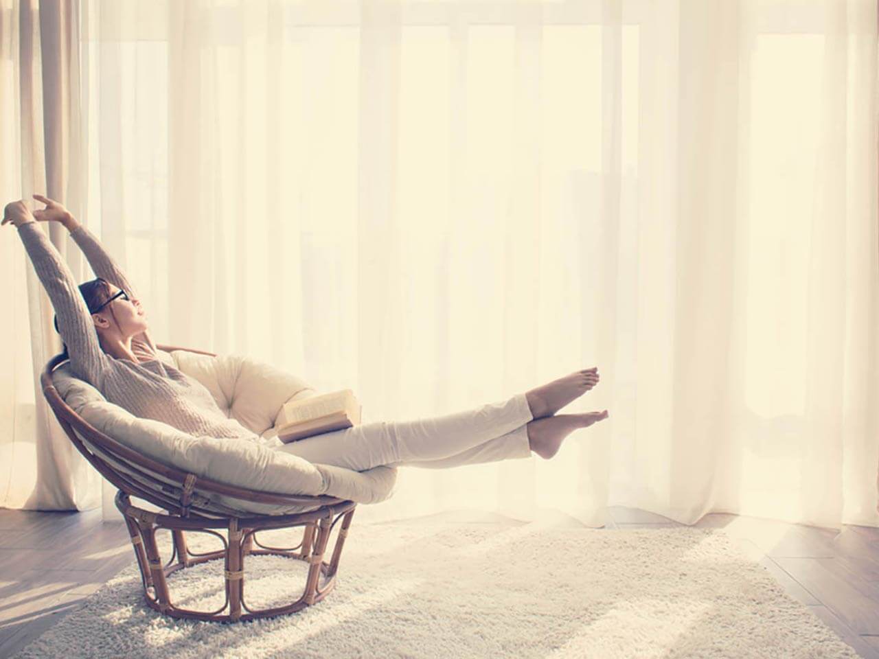 women sitting down relaxing