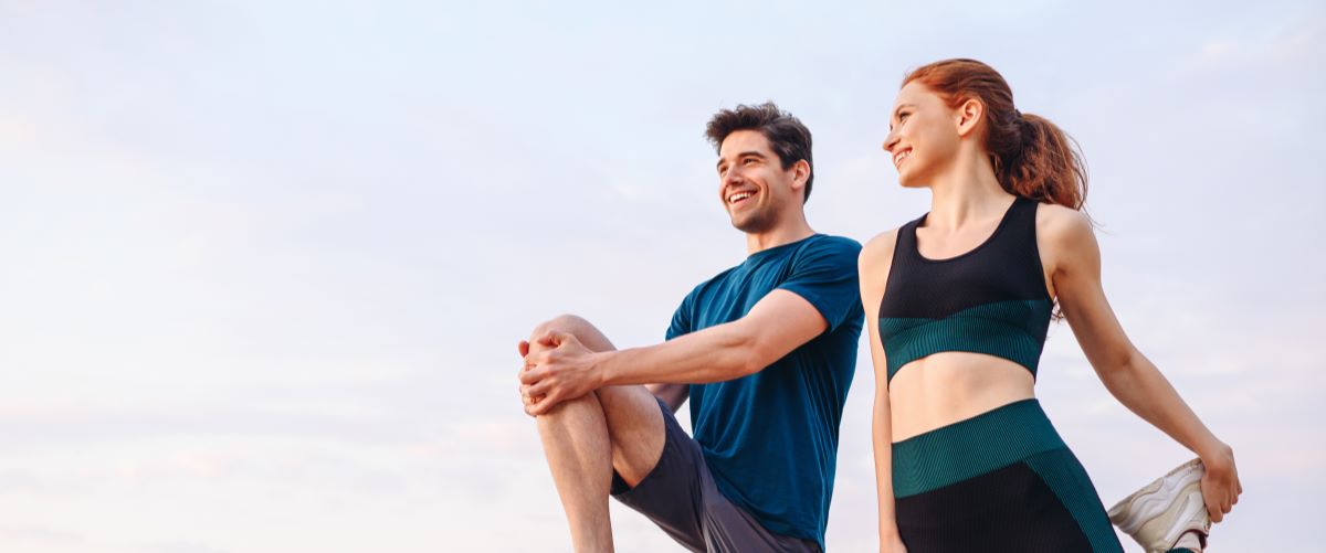 Women exercising together selfie