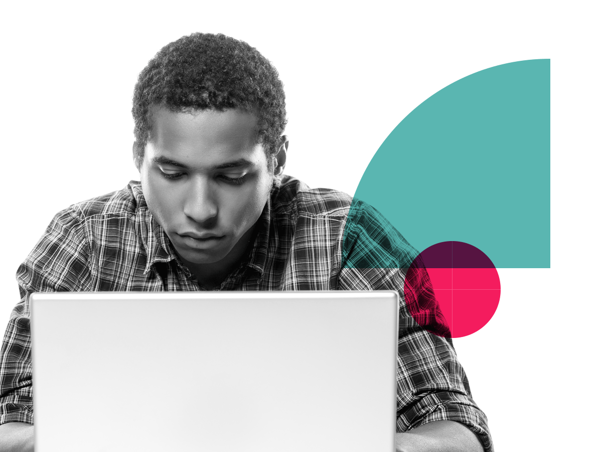 Worried man sitting as his laptop