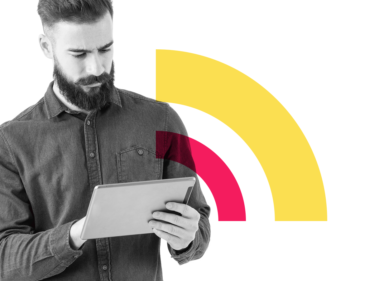 Man reading his iPad