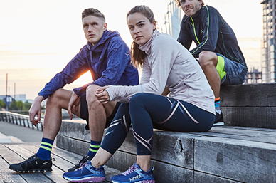 Runners taking a rest on step