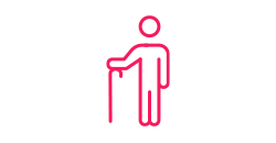 Person with a walking stick icon